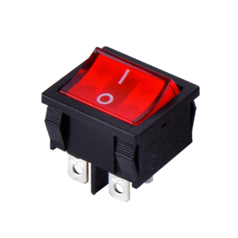 Switch ON OFF DPST, rojo cuadrado 10A-1