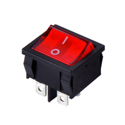 Switch ON OFF DPST, rojo cuadrado 10A-1