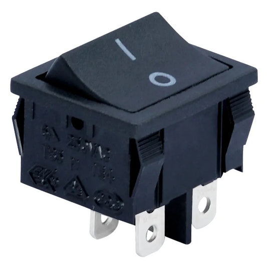 Switch ON OFF DPST, negro cuadrado 16A-1
