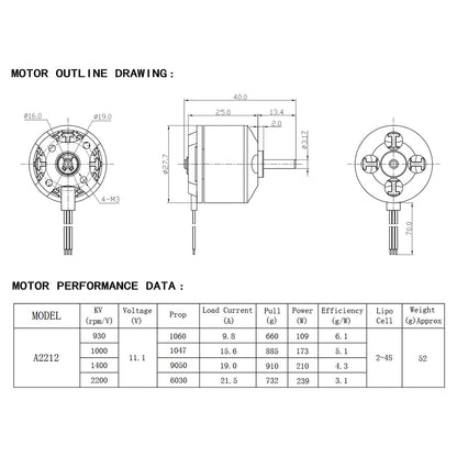 Motor brushless A2212 1000KV-2