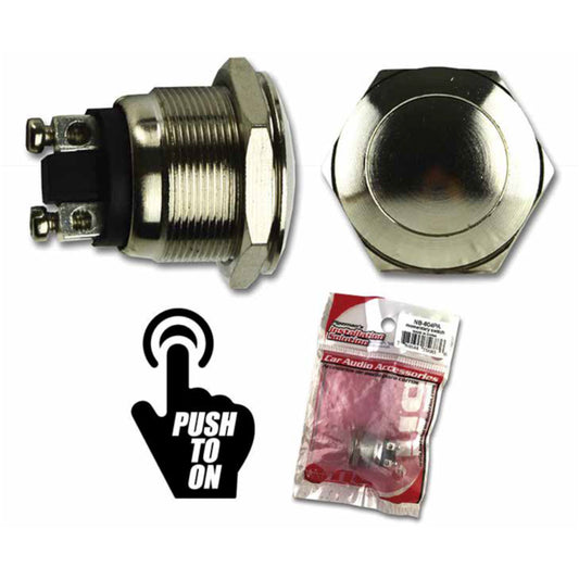 Pulsador momentáneo NA SPST, metálico redondo 4A - 125V-1