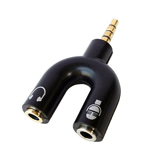 Adaptador de 2 x 3.5 mm hembra estéreo a 3.5 mm macho TRRS-1