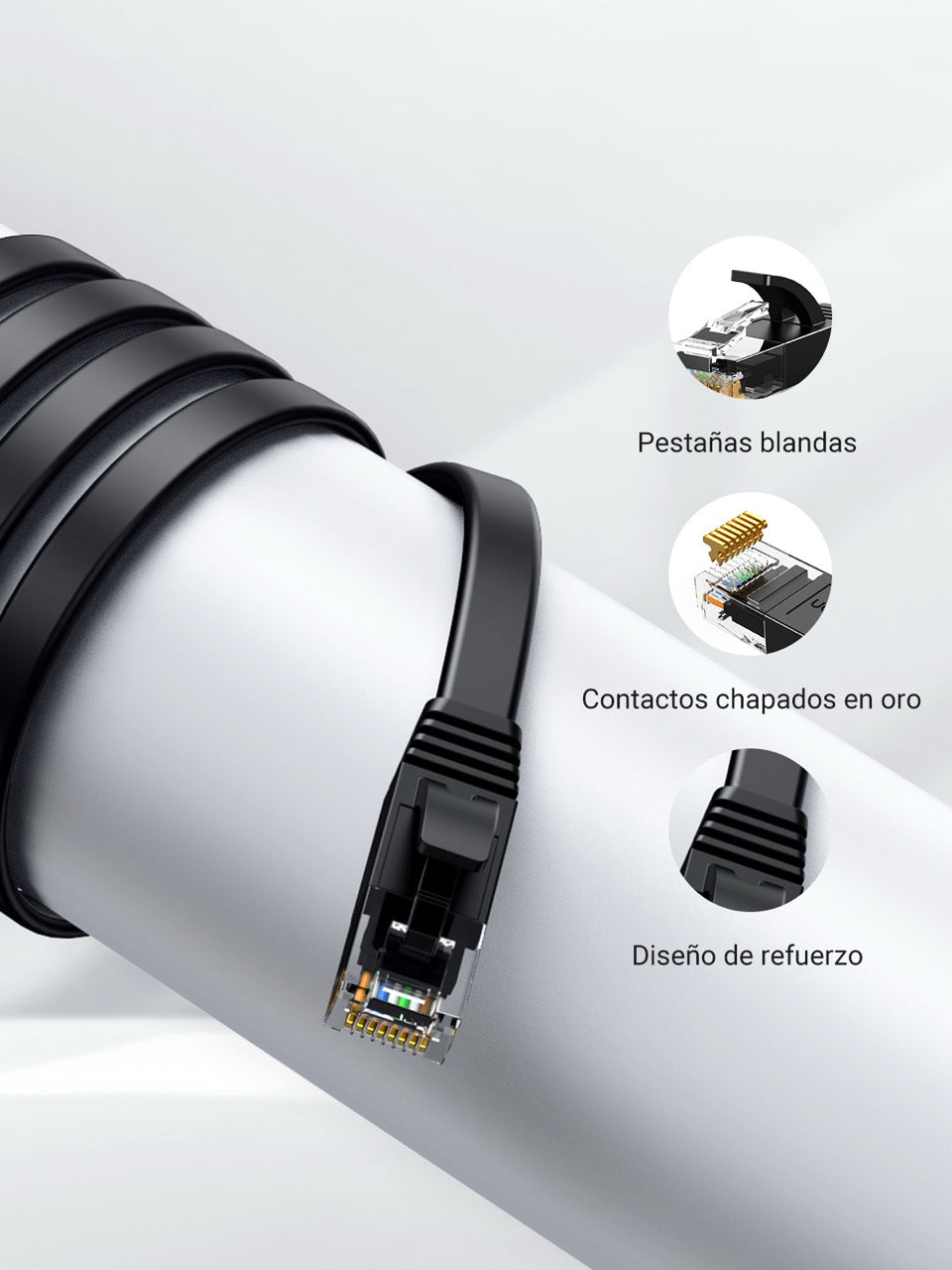 Cable de red plano UGREEN CAT 6 de 2m - negro-3