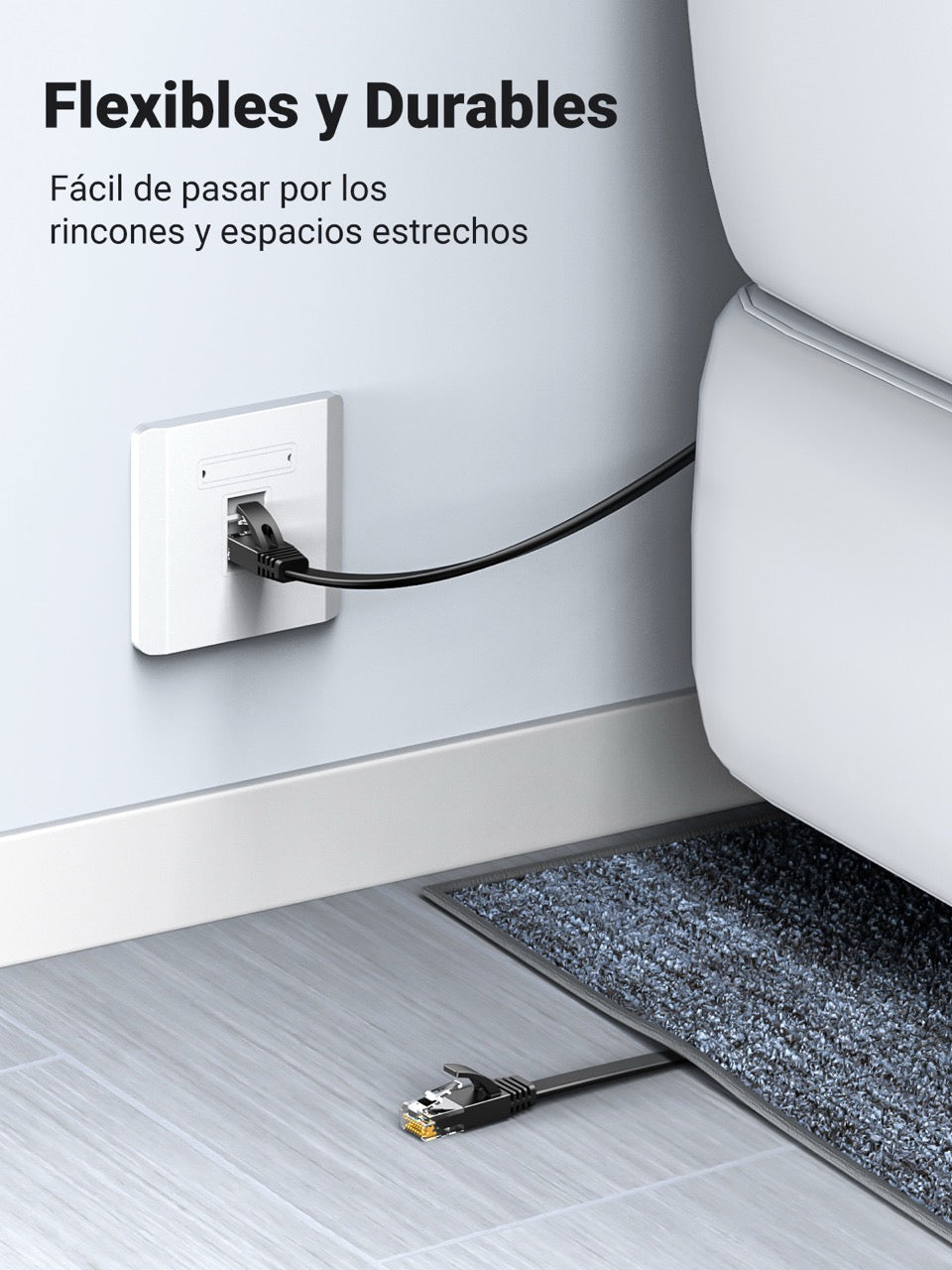 Cable de red plano UGREEN CAT 6 de 2m - negro-4