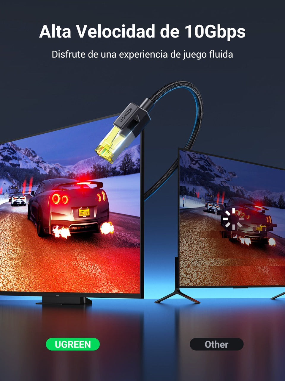 Cable de red trenzado UGREEN CAT 7 de 10m - negro-3