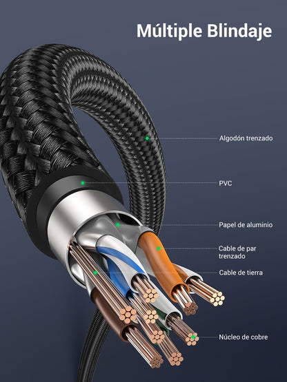 Cable de red trenzado UGREEN CAT 7 de 10m - negro-6