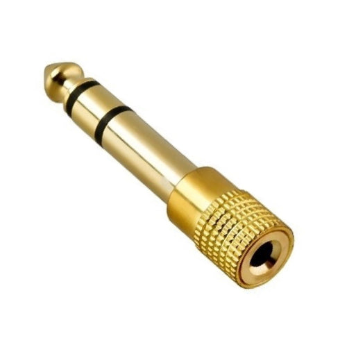 Adaptador N.A. de 3.5mm hembra a 6.3mm macho, estéreo dorado, 2 piezas