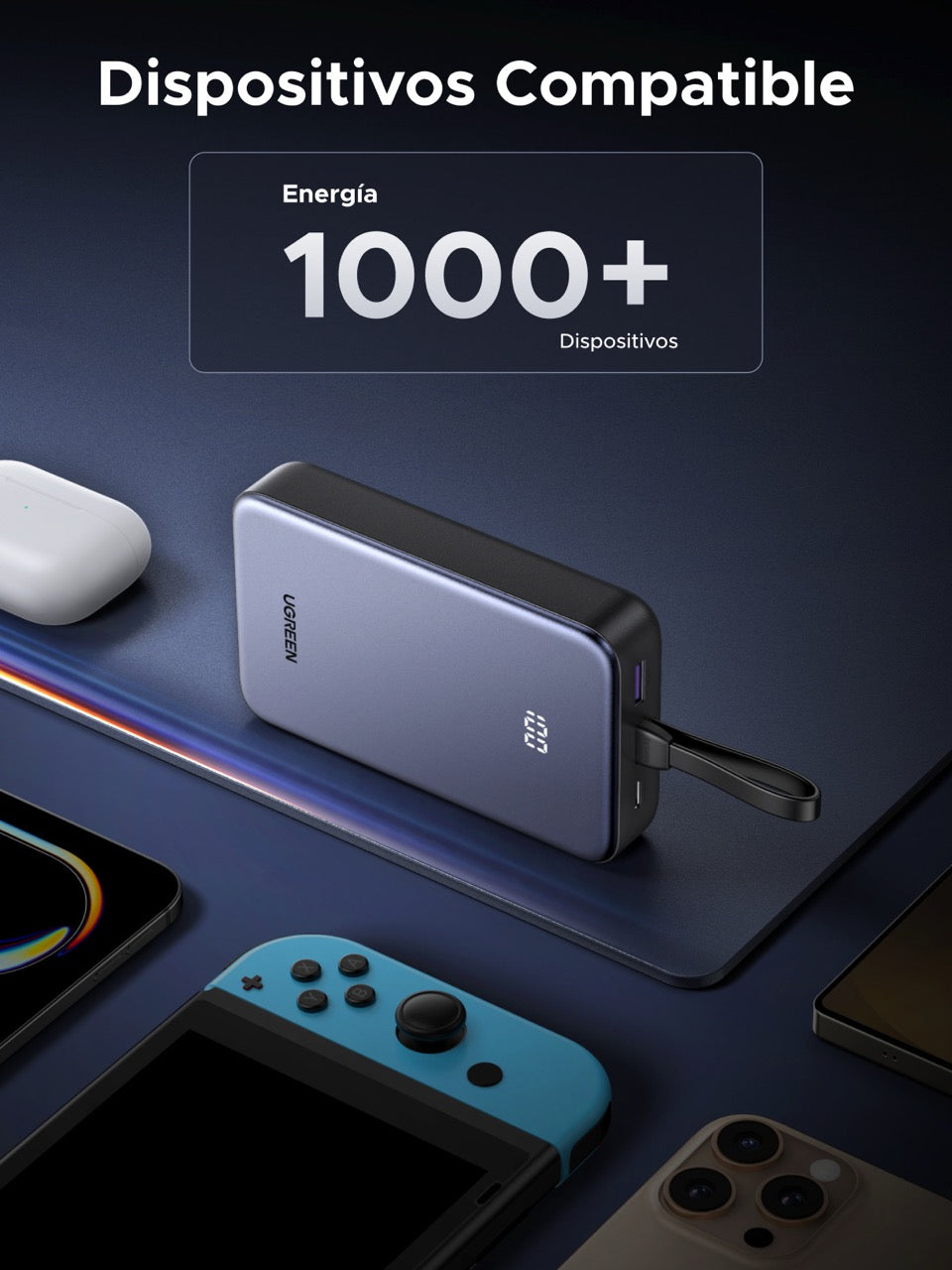 Batería portátil UGREEN con cable incorporado de 20W - 20,000 mAh-6