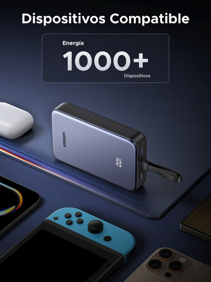 Batería portátil UGREEN con cable incorporado de 20W - 20,000 mAh-6