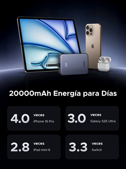 Batería portátil UGREEN con cable incorporado de 20W - 20,000 mAh-7