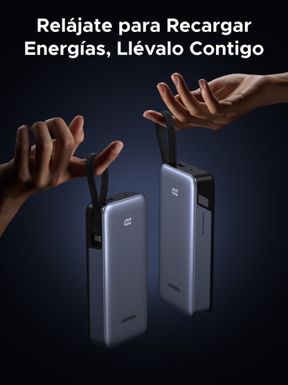 Batería portátil UGREEN con cable incorporado de 45W - 20,000 mAh