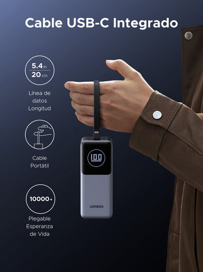 Batería portátil UGREEN con cable incorporado de 130W - 20,000mAh-3
