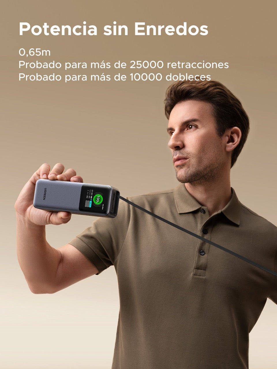 Batería portátil UGREEN con cable retráctil de 165W - 20,000mAh-2
