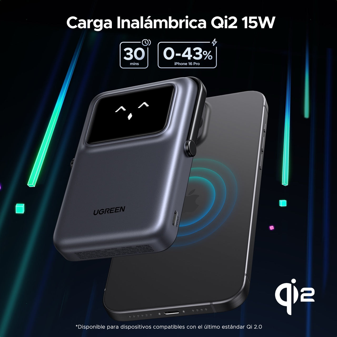 Batería portátil UGREEN UNO inalámbrica de 15W - 10,000 mAh - gris-4