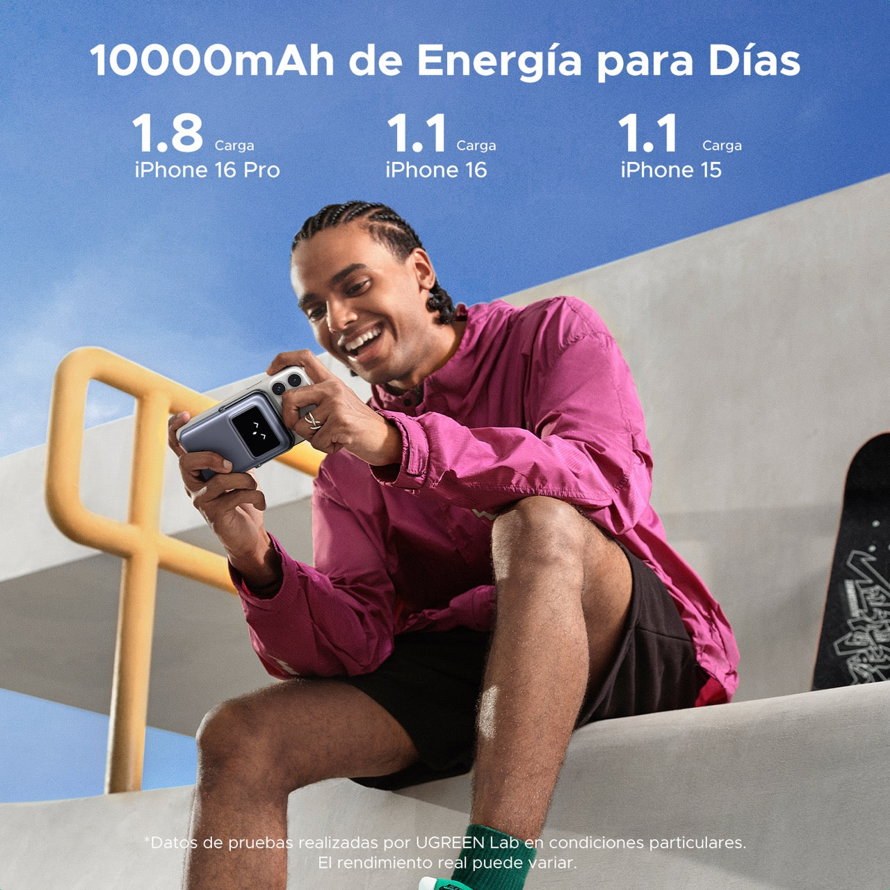 Batería portátil UGREEN UNO inalámbrica de 15W - 10,000 mAh - gris-6