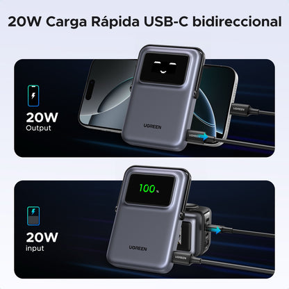 Batería portátil UGREEN UNO inalámbrica de 15W - 10,000 mAh - gris-7