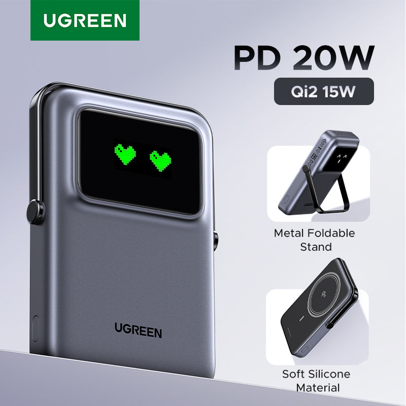 Batería portátil UGREEN UNO inalámbrica de 15W - 10,000 mAh - gris-3