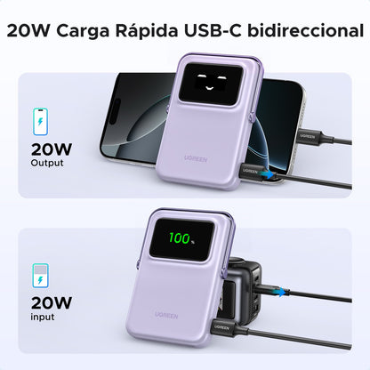 Batería portátil UGREEN UNO inalámbrica de 15W - 10,000 mAh - lila-6