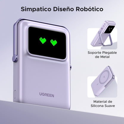 Batería portátil UGREEN UNO inalámbrica de 15W - 10,000 mAh - lila-3