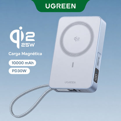 Batería portátil UGREEN inalámbrica de 25W con cable - 10,000 mAh - celeste