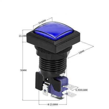 Pulsador arcade cuadrado 25mm LED PBS-31 - azul-3