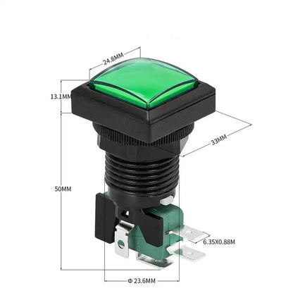 Pulsador arcade cuadrado 25mm LED PBS-31 - verde-3