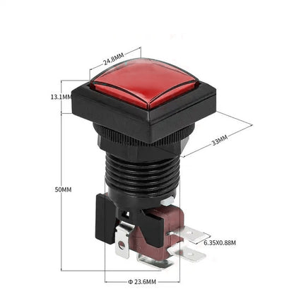 Pulsador arcade cuadrado 25mm LED PBS-31 - rojo-3