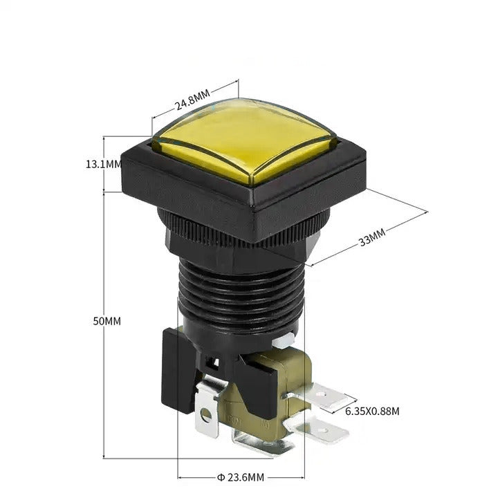 Pulsador arcade cuadrado 25mm LED PBS-31 - amarillo-3