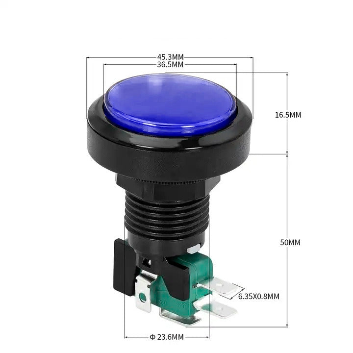 Pulsador arcade redondo 36mm LED PBS-32 - azul-3