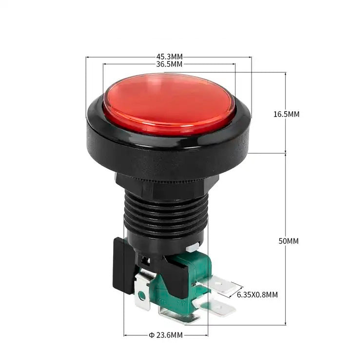 Pulsador arcade redondo 36mm LED PBS-32 - rojo-3