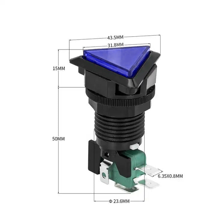 Pulsador arcade triangular LED PBS-33 - azul-3