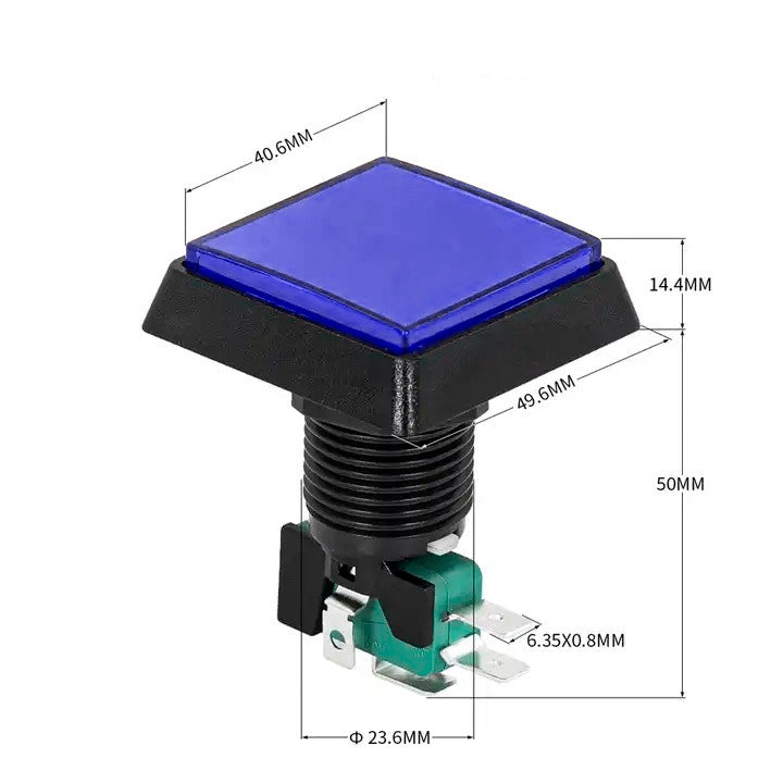 Pulsador arcade cuadrado 40mm LED PBS-39 - azul-3