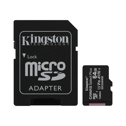 Tarjeta microSD Kingston de 64GB con adaptador SD-1