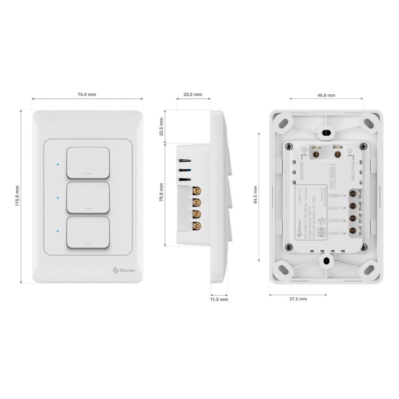 Apagador de pared Wi-Fi de botón triple-2