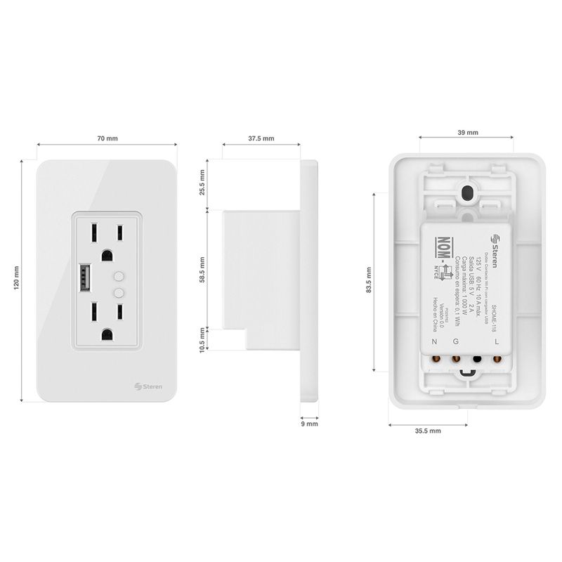 Tomacorriente Wi-Fi doble con USB-2