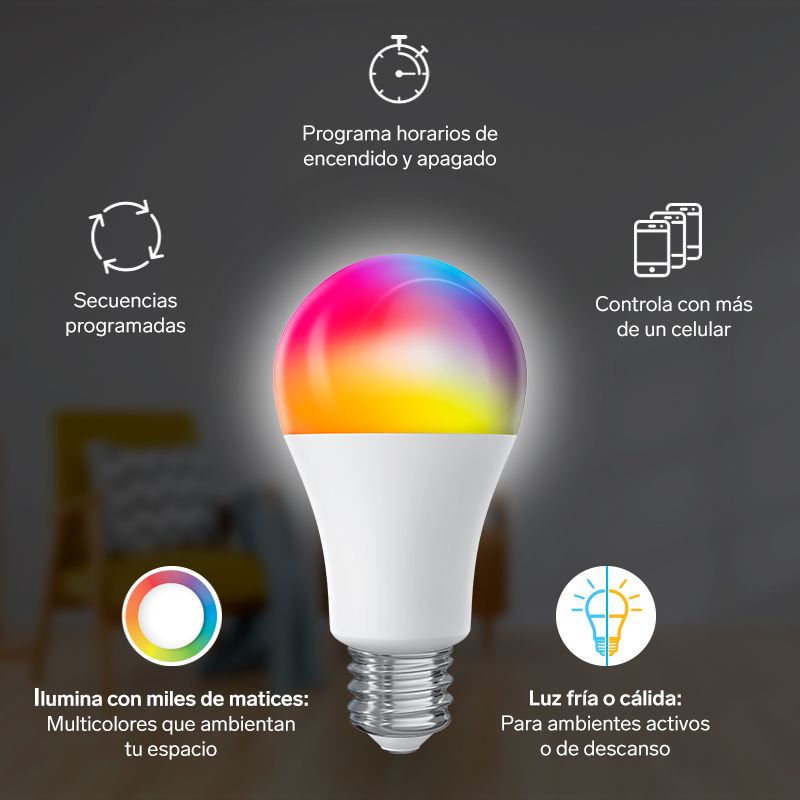 Combo de 3 bombillas LED inteligentes Steren Wi-Fi, de colores 10W-3