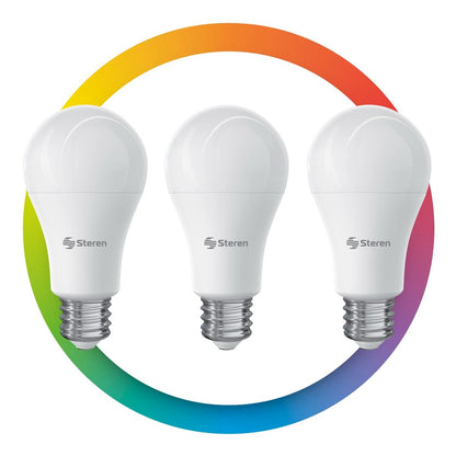 Combo de 3 bombillas LED inteligentes Steren Wi-Fi, de colores 10W-2