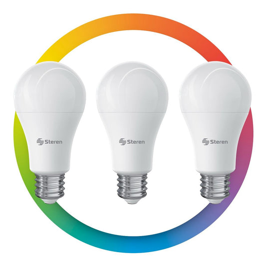 Combo de 3 bombillas LED inteligentes Steren Wi-Fi, de colores 10W-2