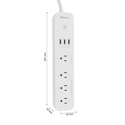 Regleta inteligente Steren Wi-Fi de 4 contactos y 3 USB-5