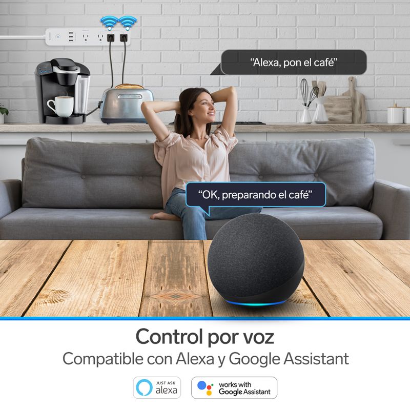 Regleta inteligente Steren Wi-Fi de 4 contactos y 3 USB-4