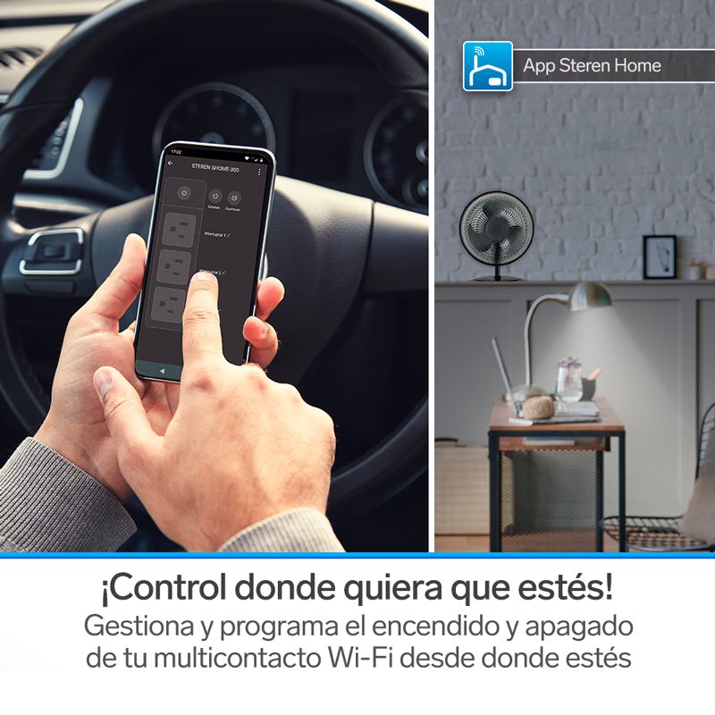 Regleta inteligente Steren Wi-Fi de 4 contactos y 3 USB-3