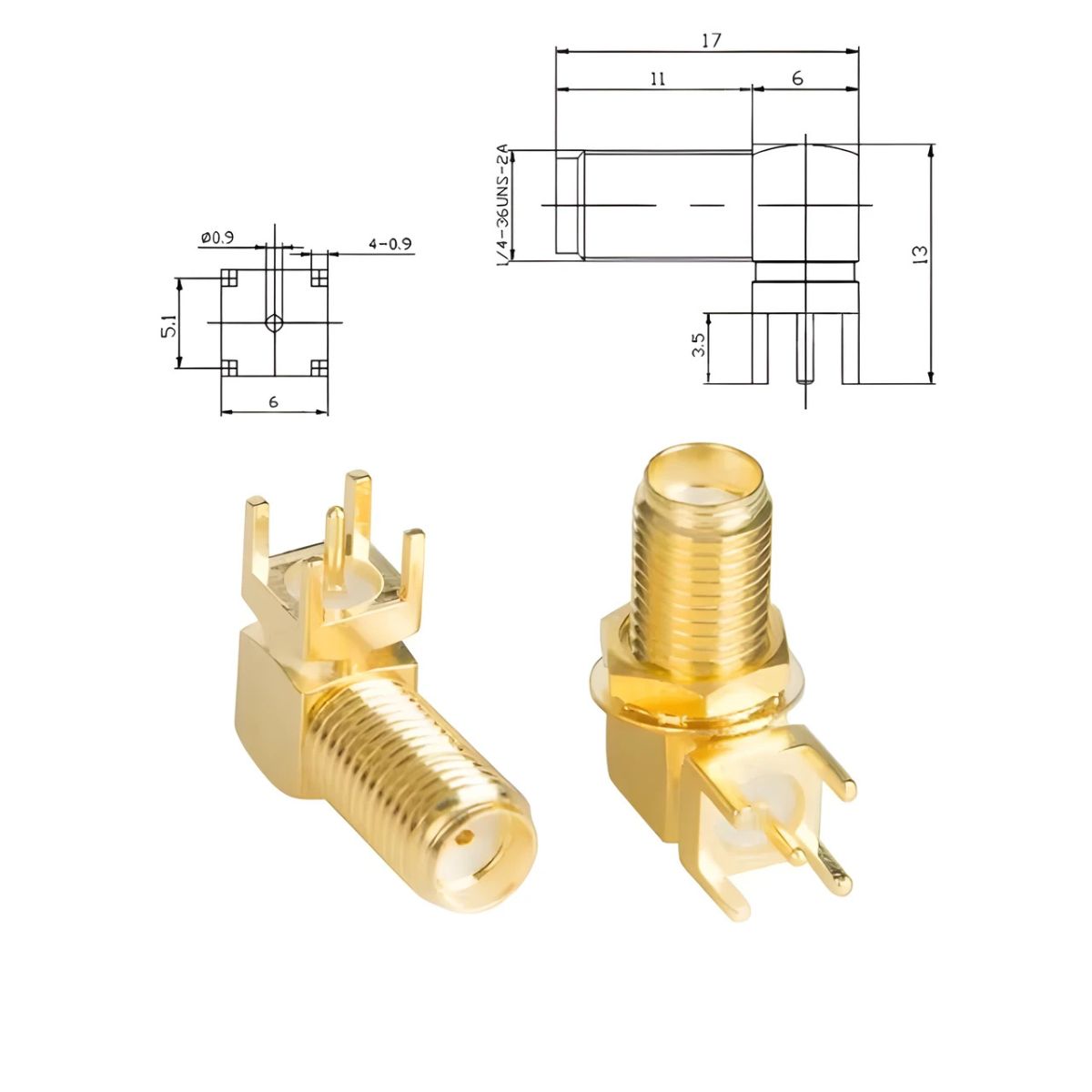 Conector de antena RF SMA-KWE de 17 mm-2