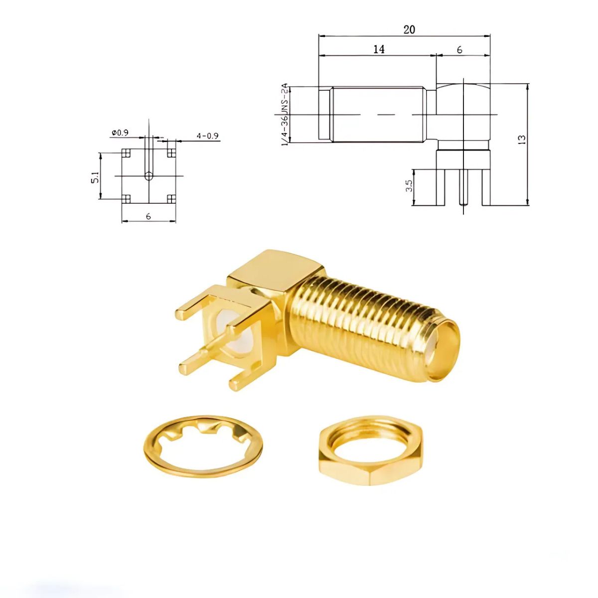 Conector de antena RF SMA-KWE de 20 mm-2