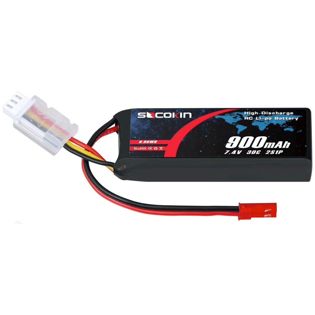 Batería LIPO Socokin de 7.4V 900 mAh a 30C-1