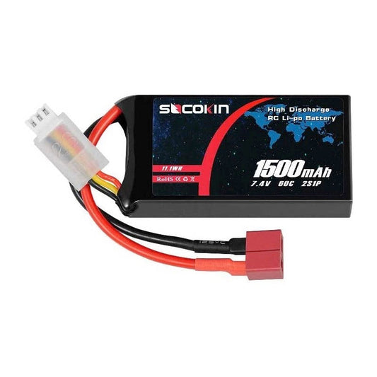 Batería LIPO Socokin de 7.4V 1,500 mAh a 60C-1