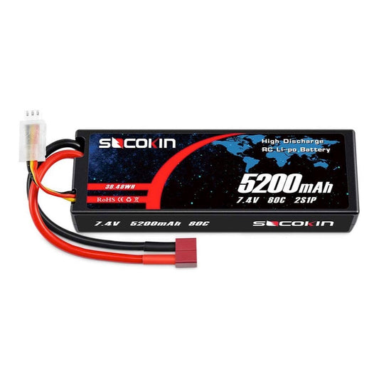 Batería LIPO Socokin de 7.4V 5,200 mAh a 80C-1
