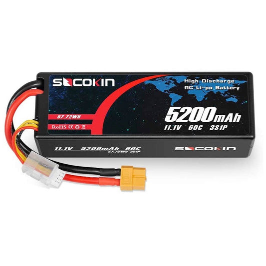 Batería LIPO Socokin de 11.1V 5,200 mAh a 60C-1