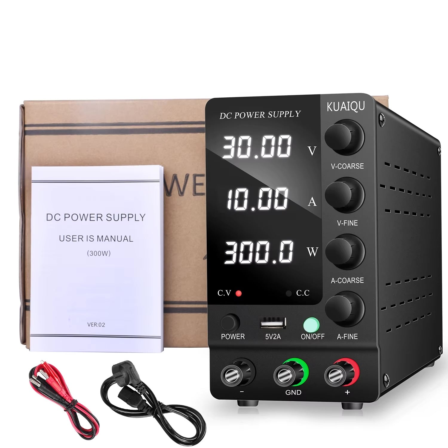 Fuente DC Kuaiqu C3010S con OVP-OCP y QuickCharge - 30V 10A-5