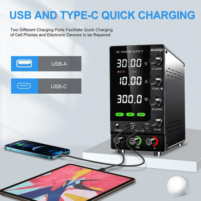 Fuente DC Kuaiqu C3010S con OVP-OCP y QuickCharge - 30V 10A-3