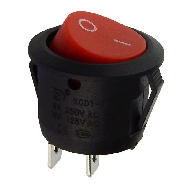 Switch ON OFF SPST, rojo redondo 10A-1